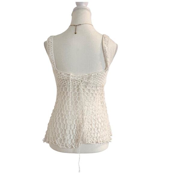 White Knitted HandMade Crotchet Lace Top Size Small - Picture 2 of 4